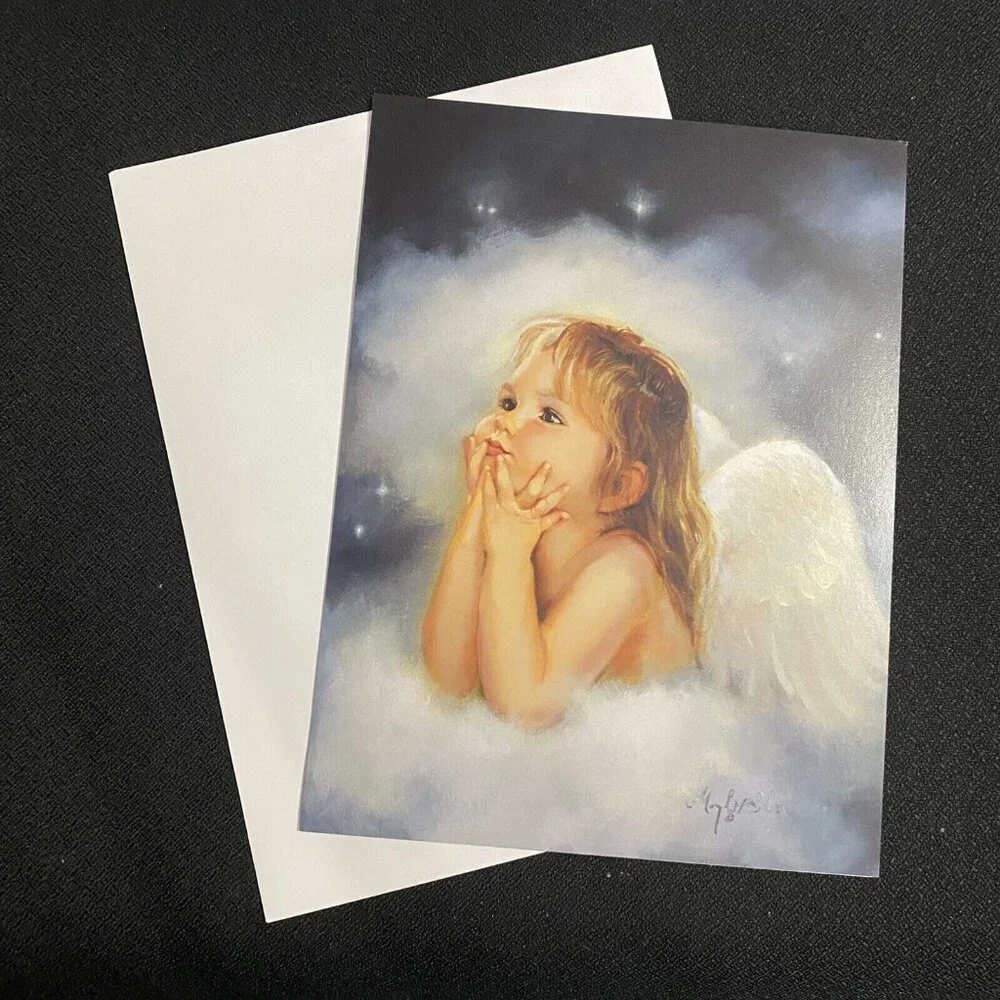 Combo Pack VTG Leanin' Tree Greeting Card &‎ Magnet Angel Mary Baxter St. Clair